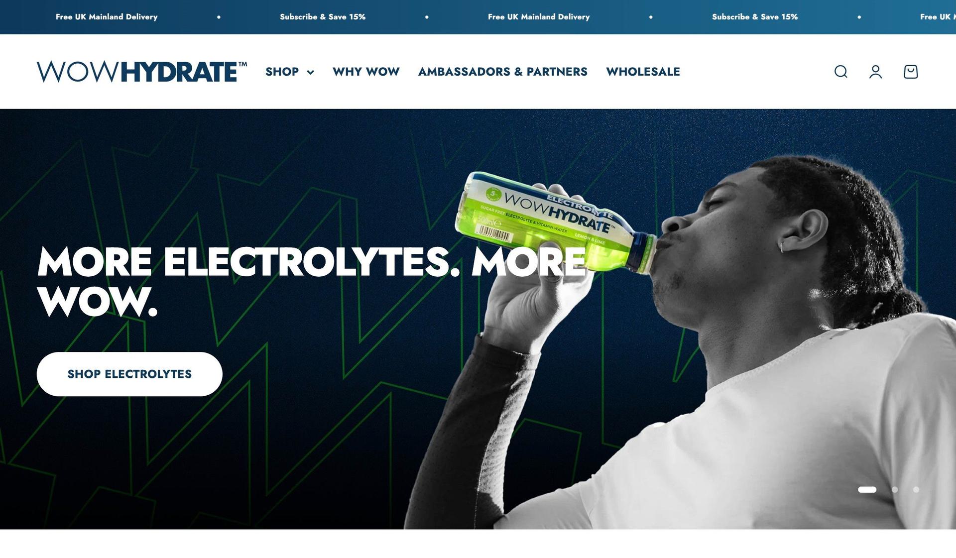 Wow Hydrate-drinks beverages website examples