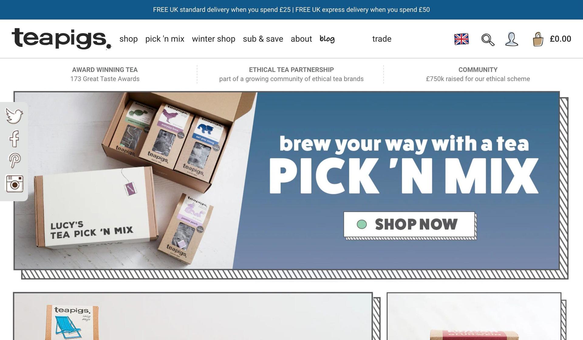 Teapigs-drinks beverages website examples