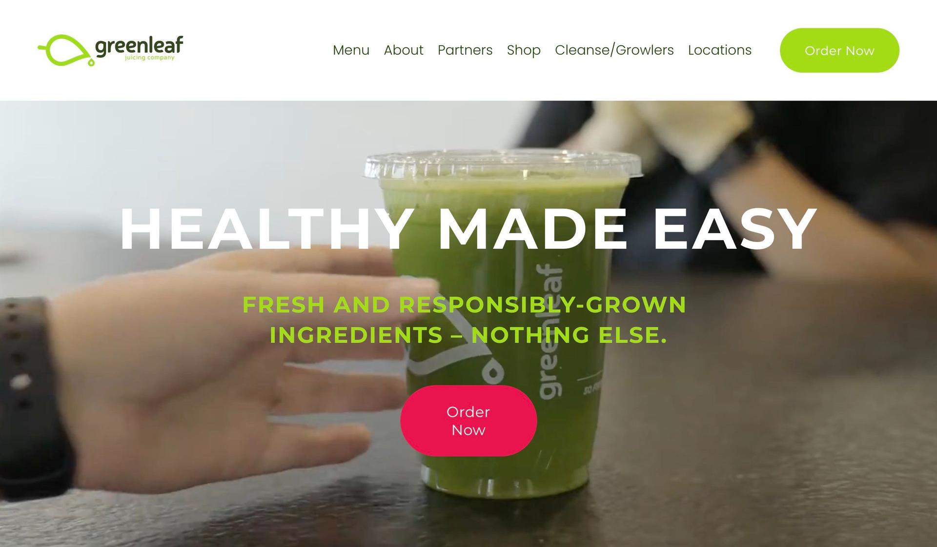 Greenleaf Juice-drinks beverages website examples