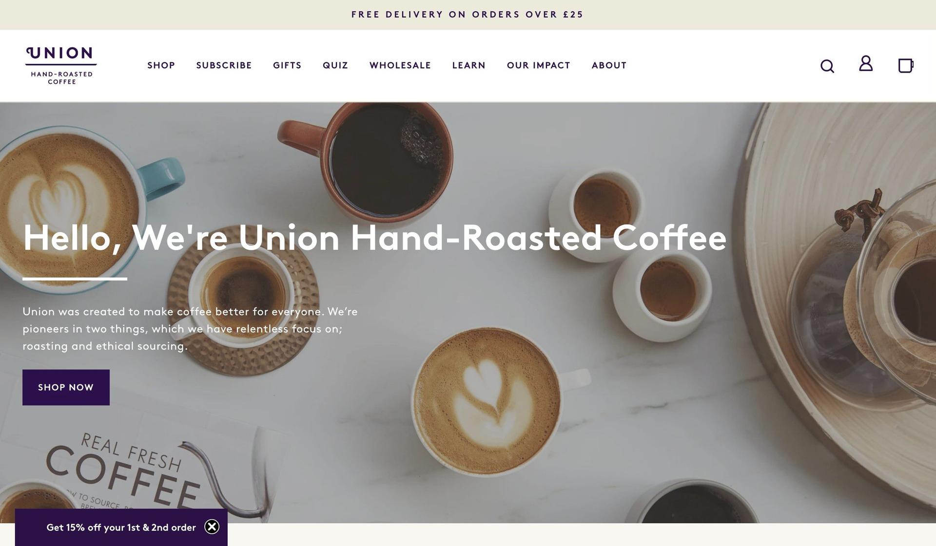Union Roasted-drinks beverages website examples