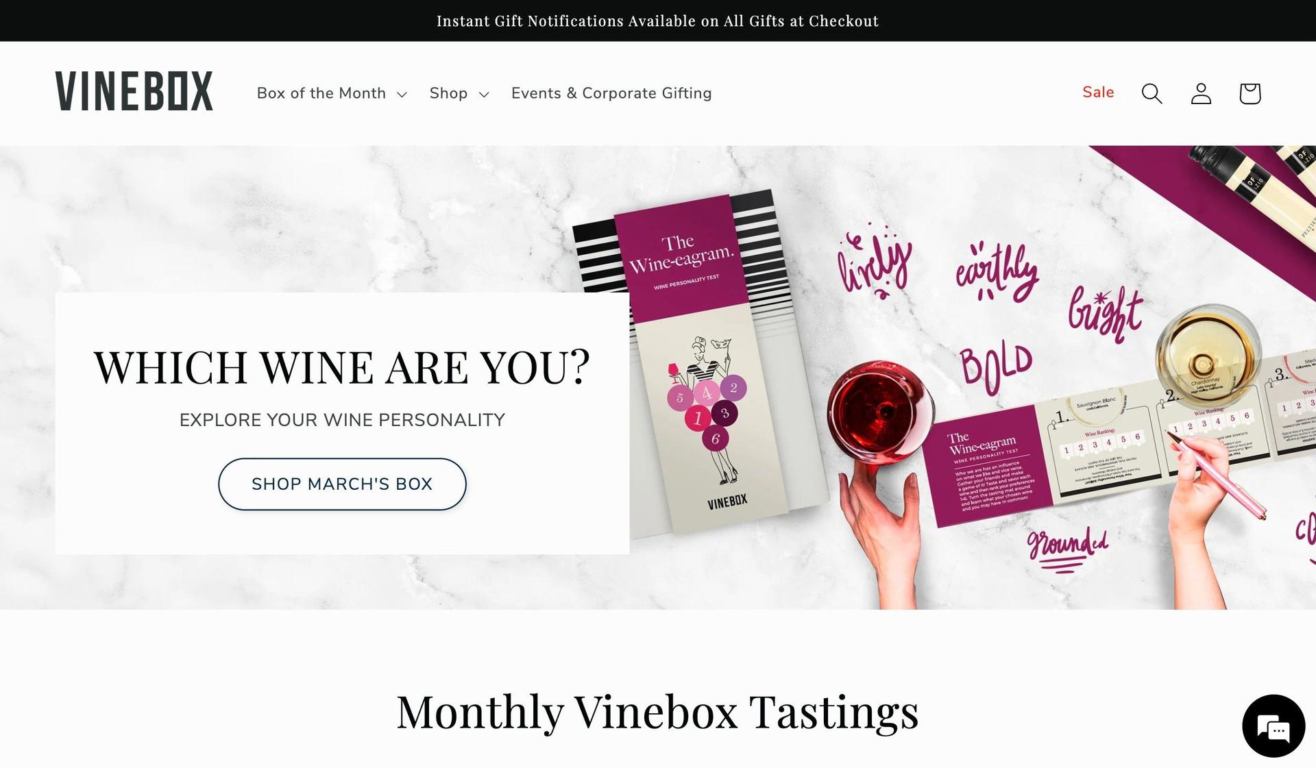 Vinebox-drinks beverages website examples
