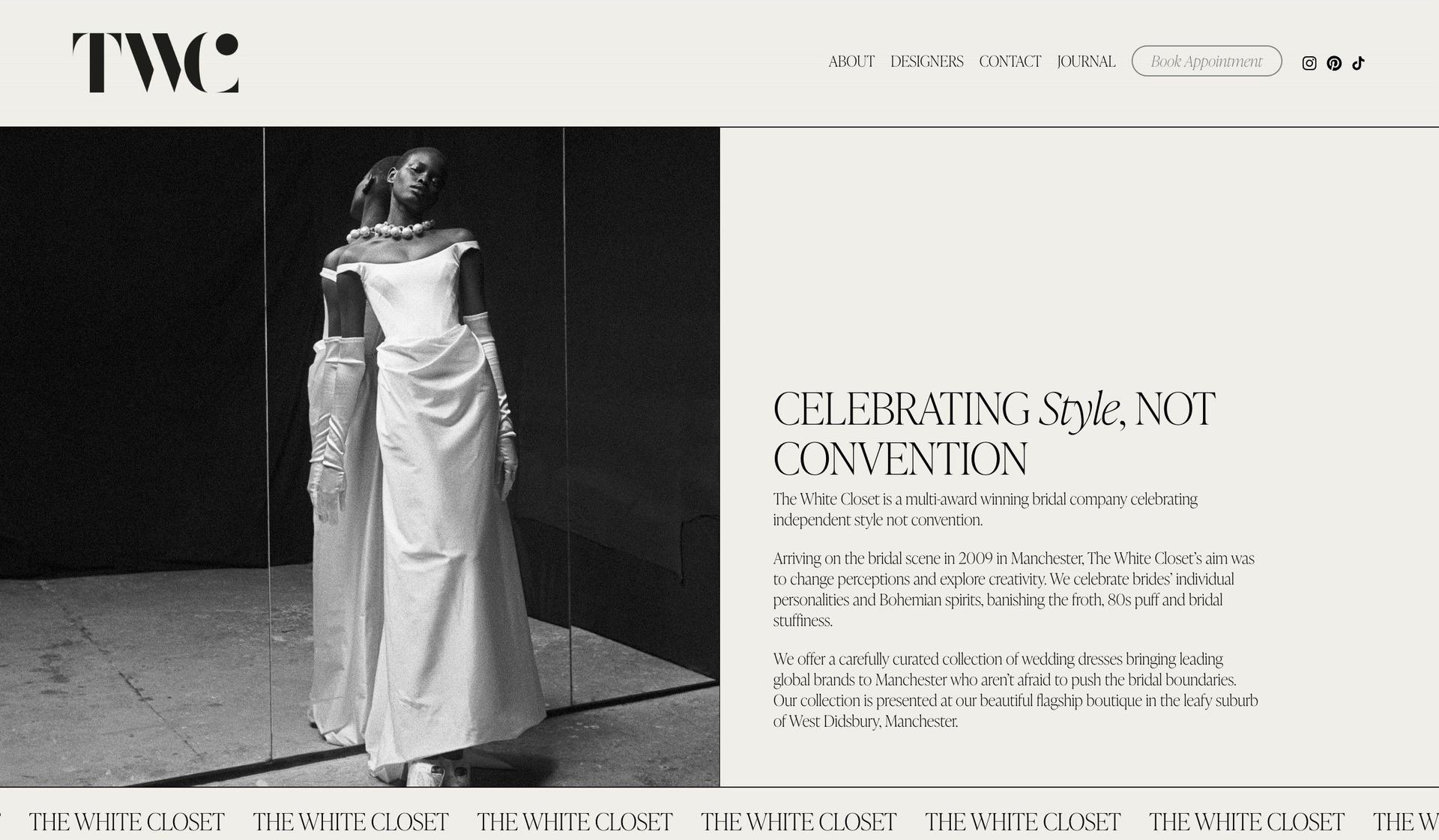 The White Closet-bridal boutique website designs
