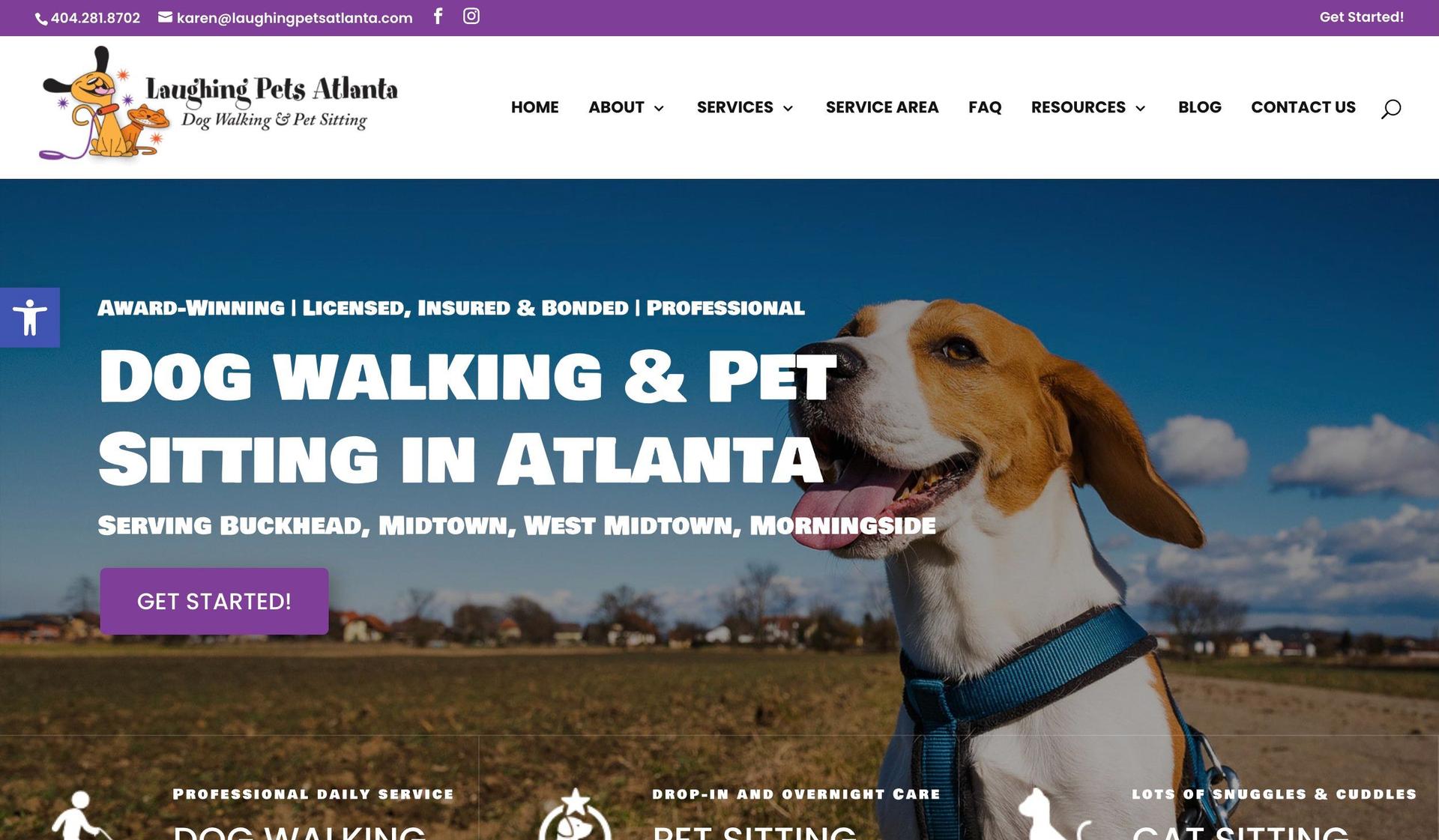Laughing Pets Atlanta-dog walking website examples
