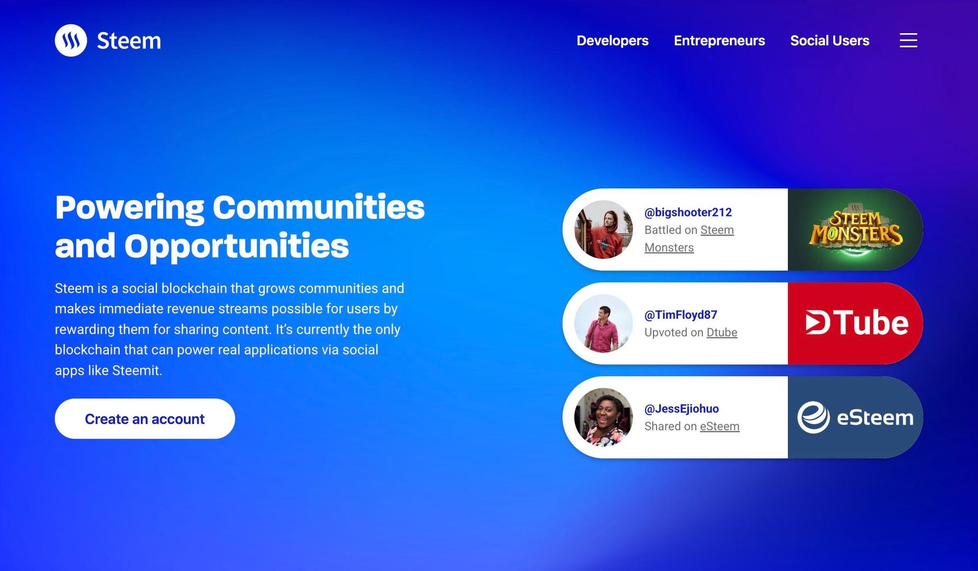 Steem-cryptocurrency website design examples