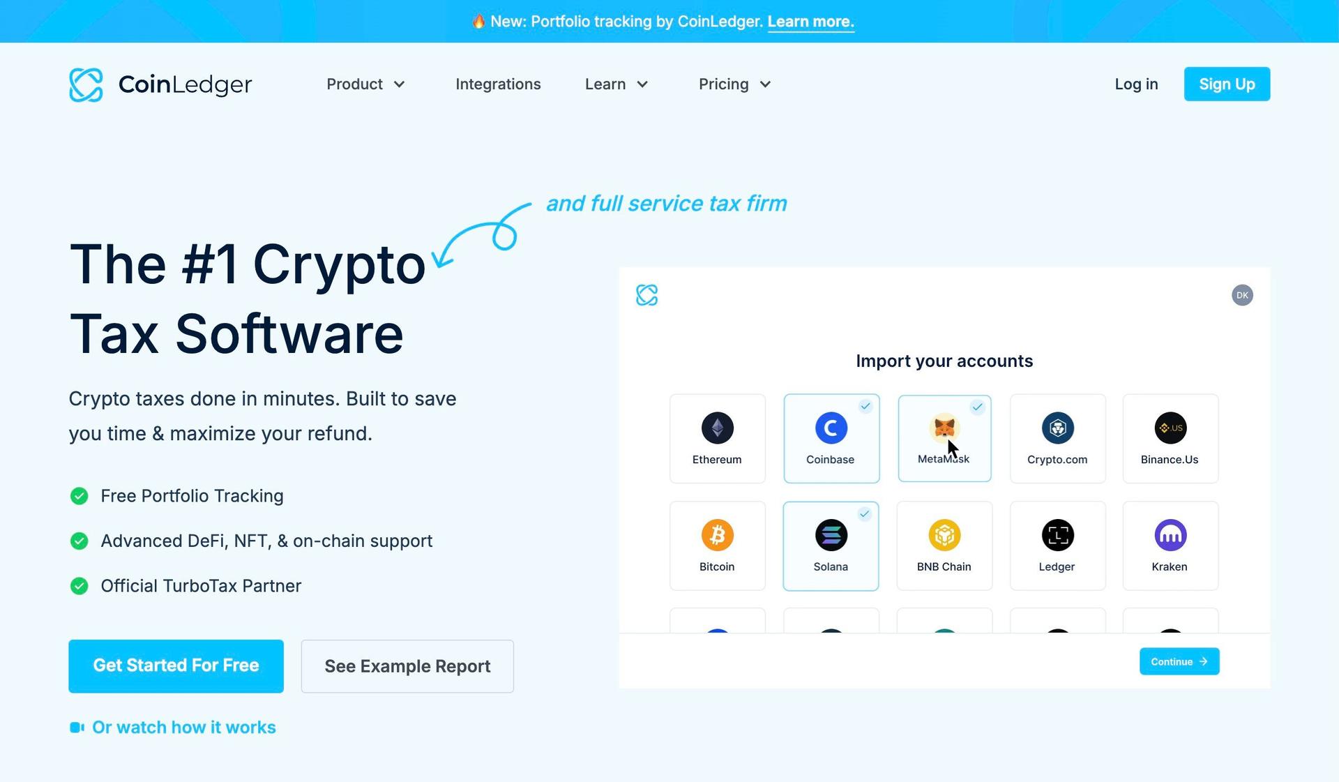 CoinLedger-cryptocurrency website design examples