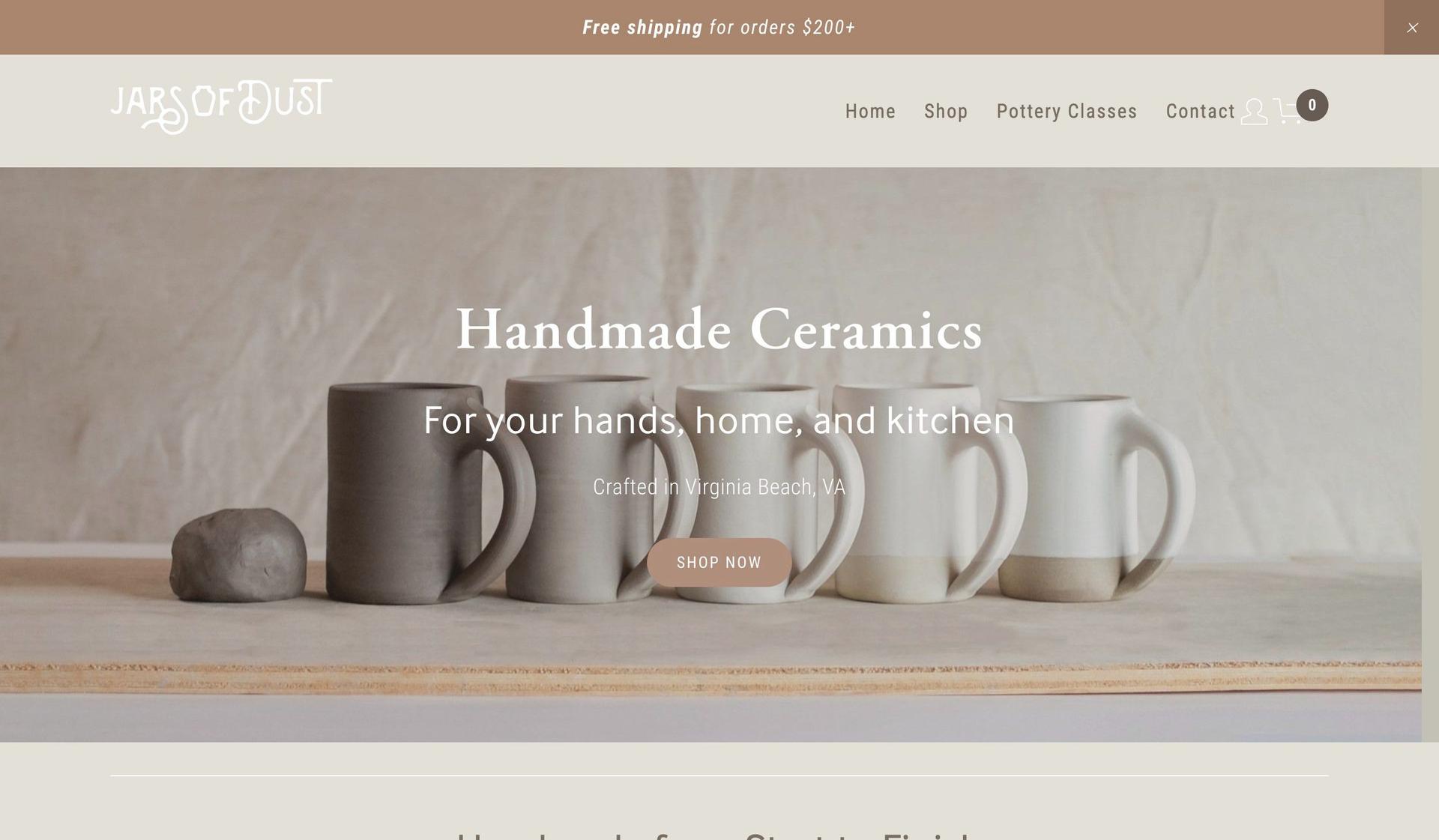 Jars of Dust-ceramic store web designs