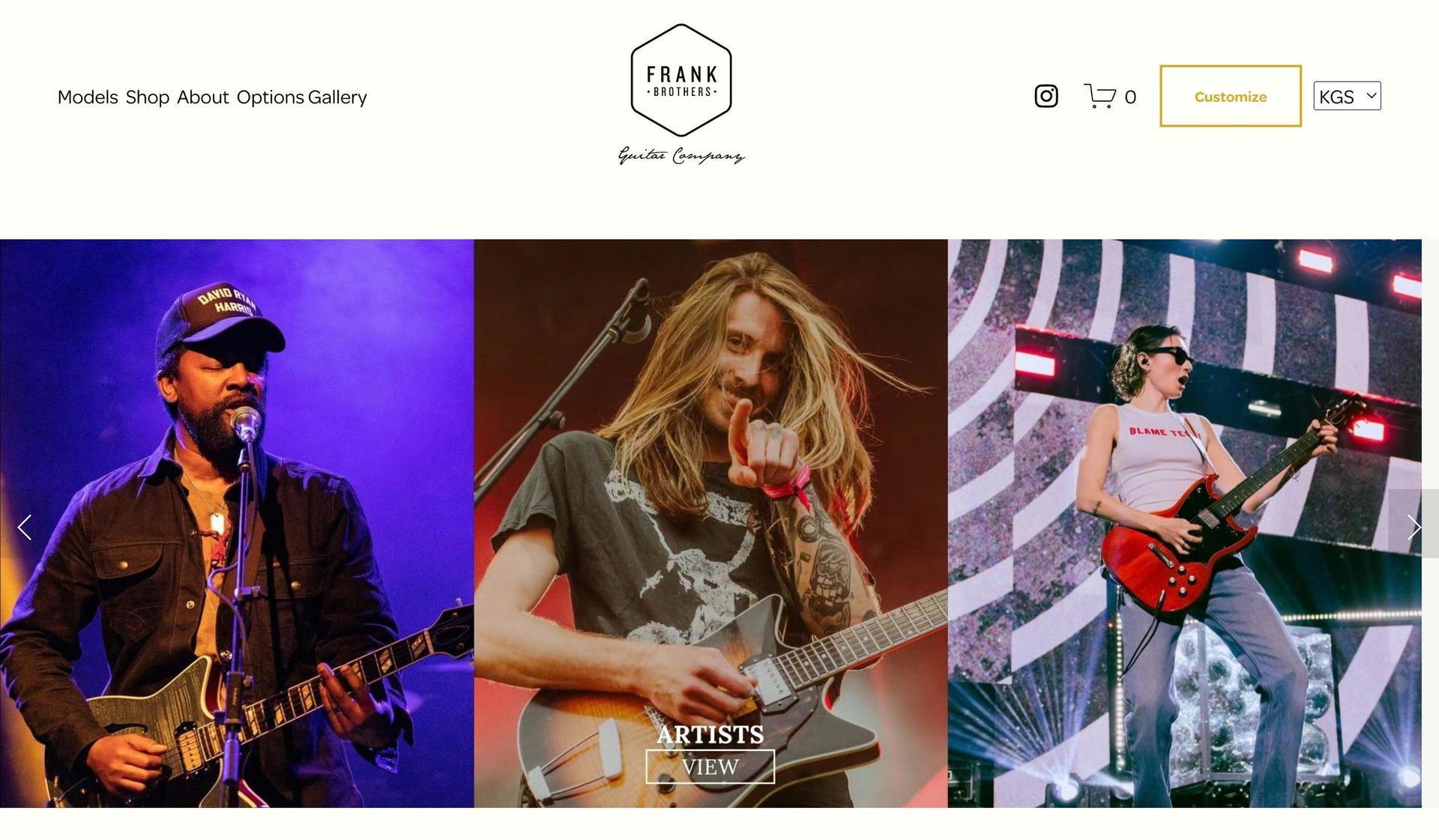 Frank Brothers Guitars-guitar company web designs