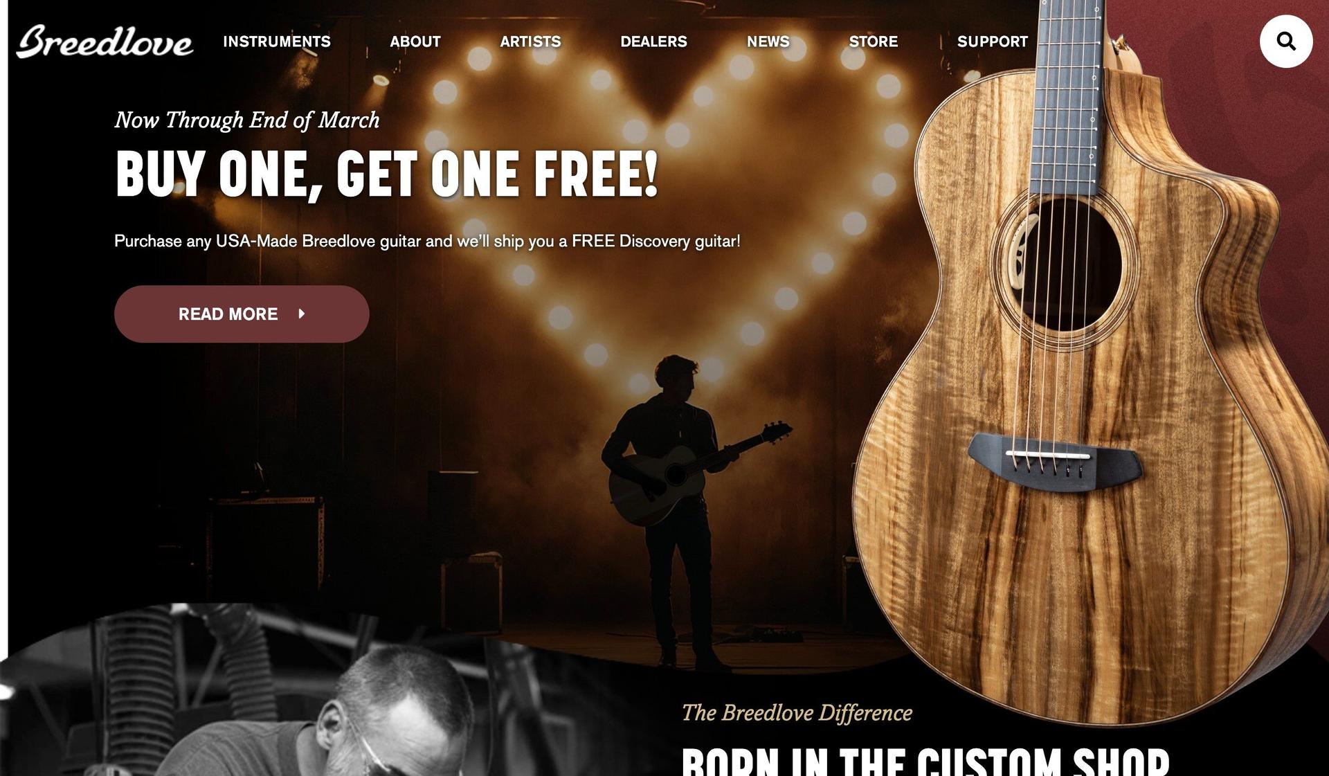 Breedlove Music-guitar company web designs