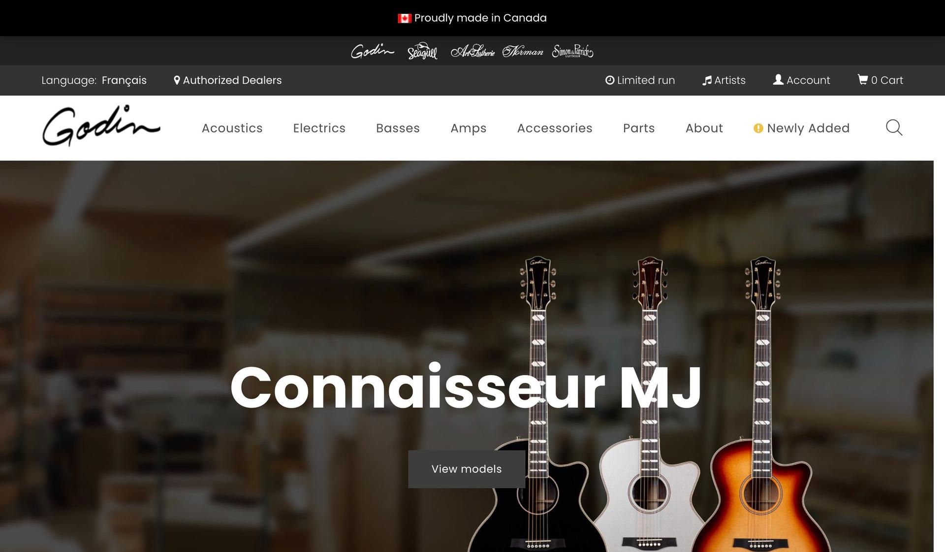 Godin Guitars-guitar company web designs