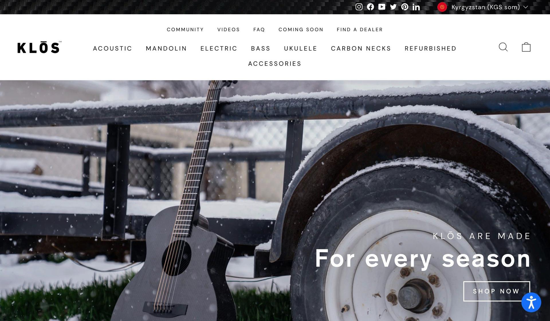 Klos Guitars-guitar company web designs