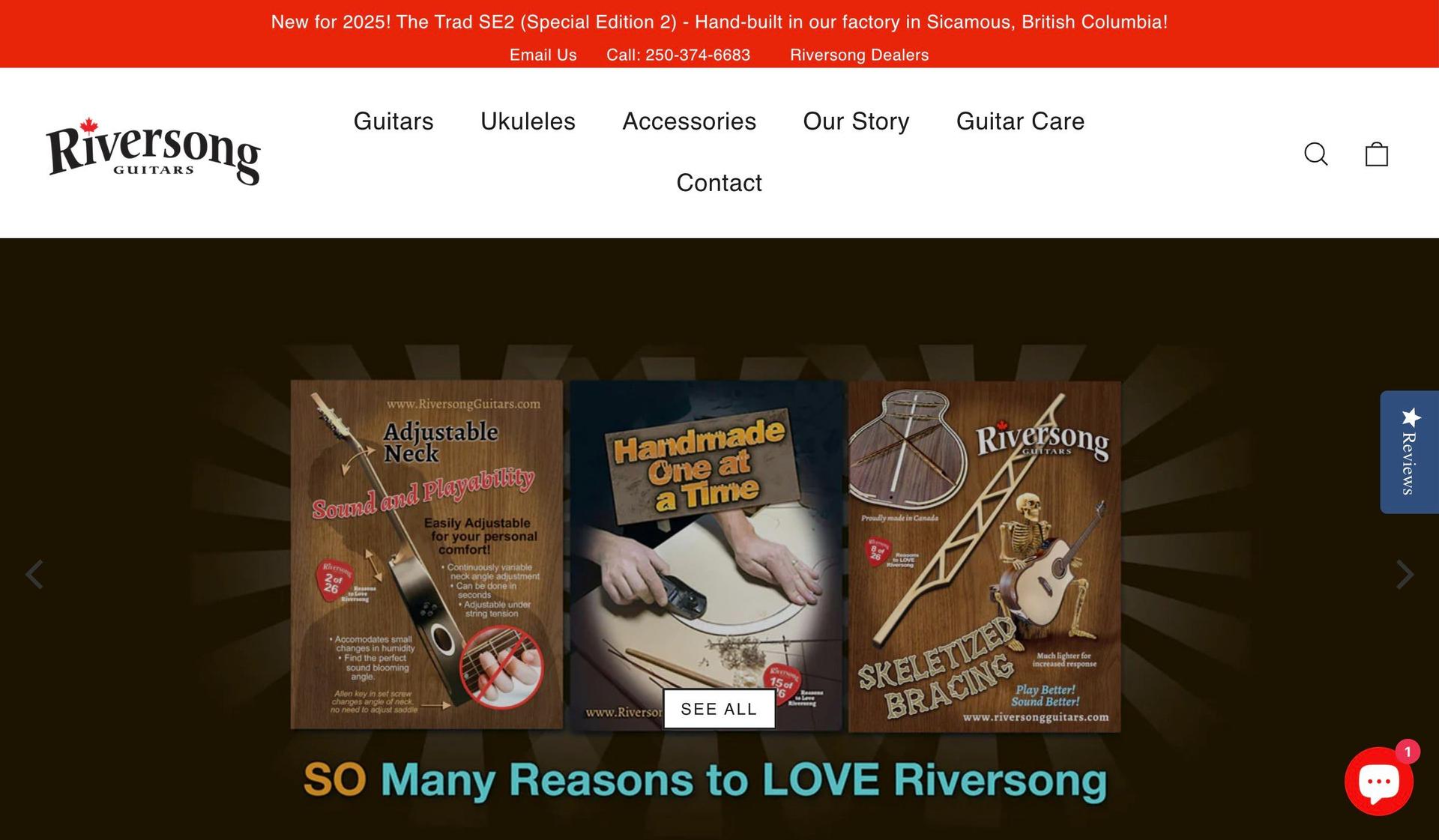 Riversong Guitars-guitar company web designs