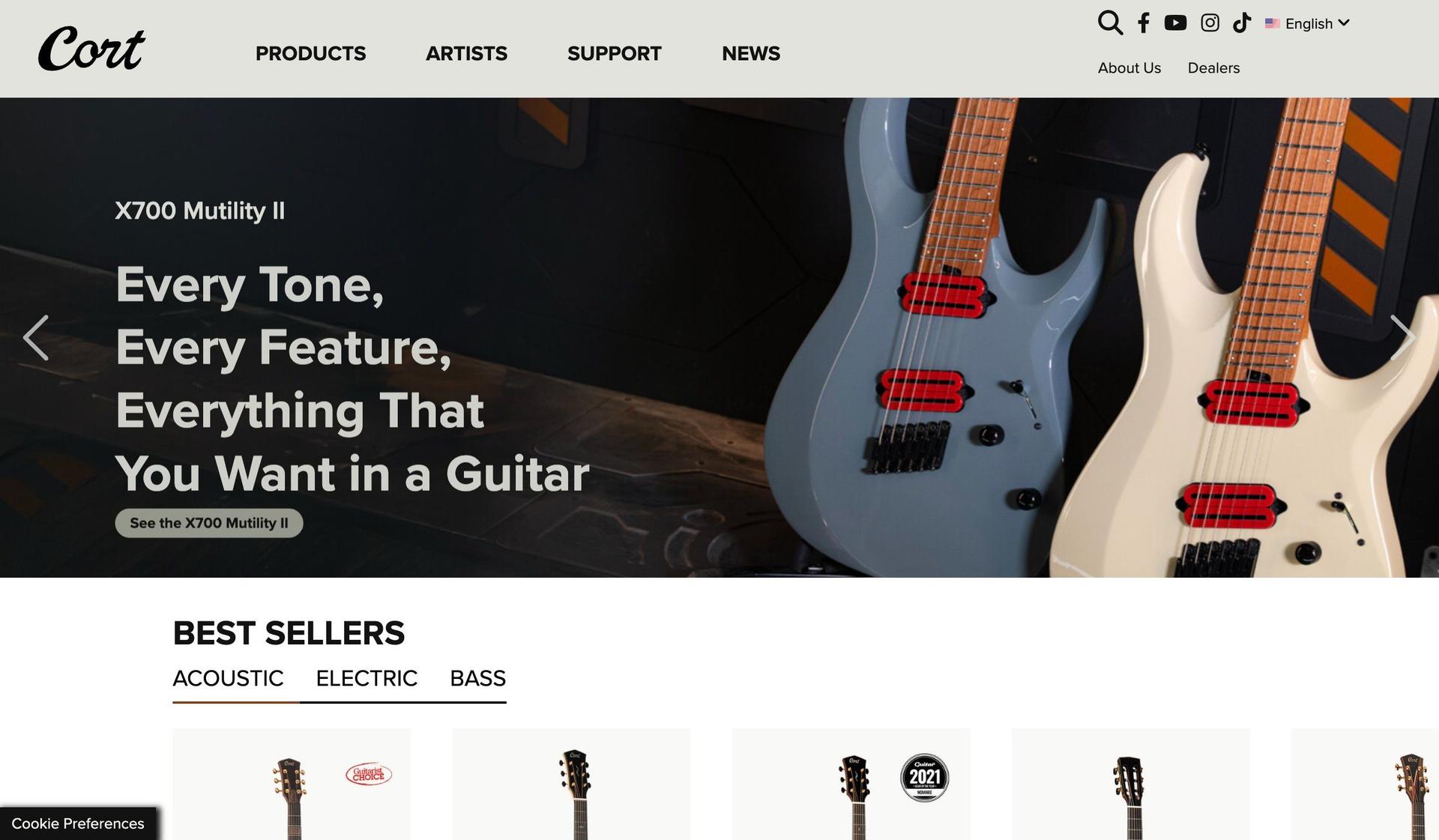 Cort Guitars-guitar company web designs