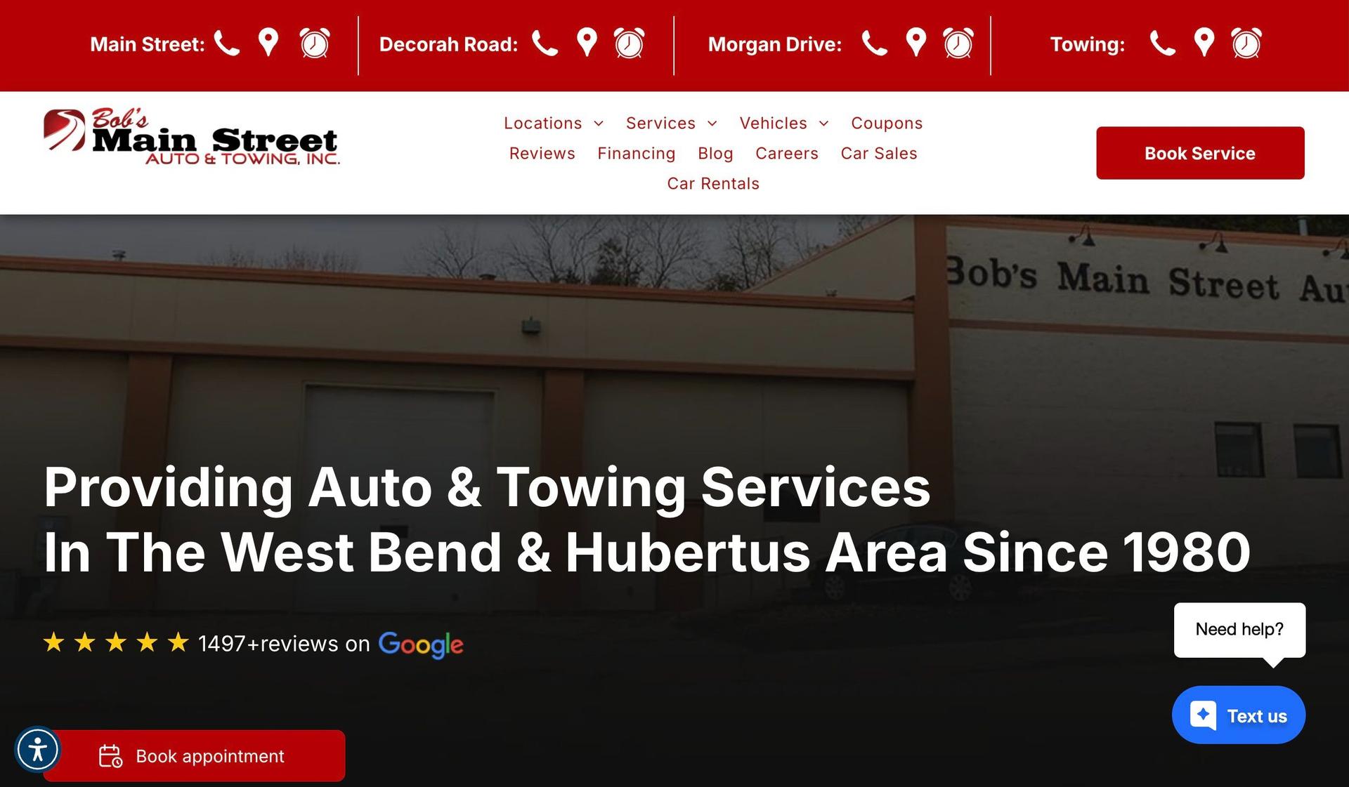 Bob's Main Street Auto-auto towing websites
