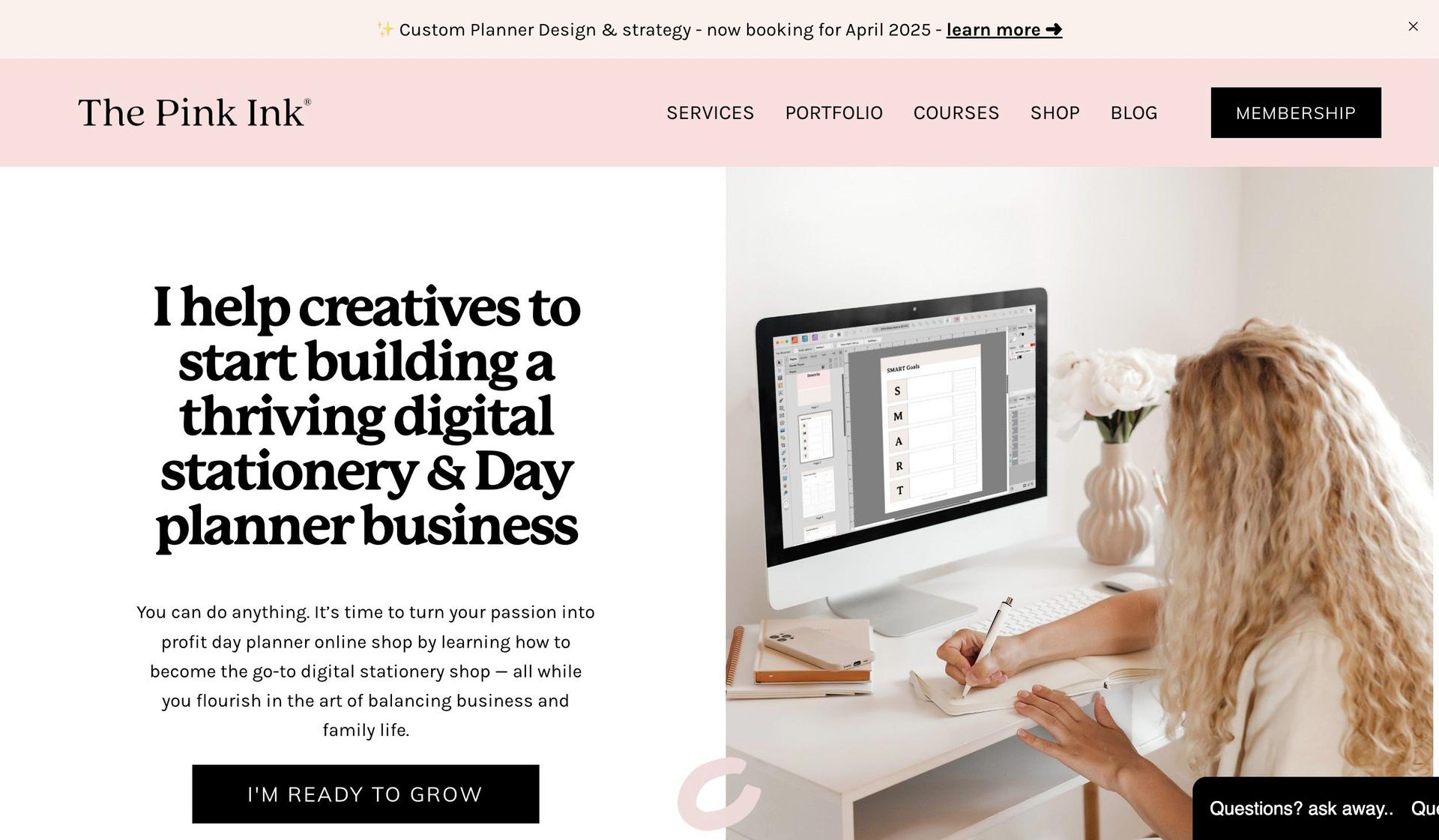 The Pink Ink-stationery business website designs