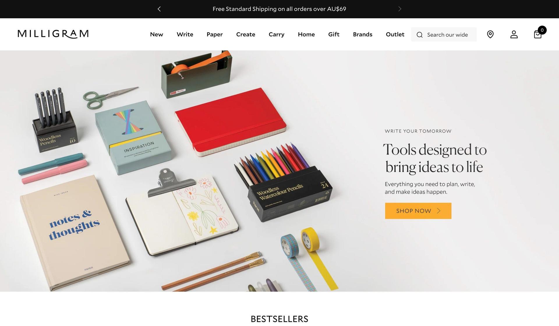 Milligram-stationery business website designs