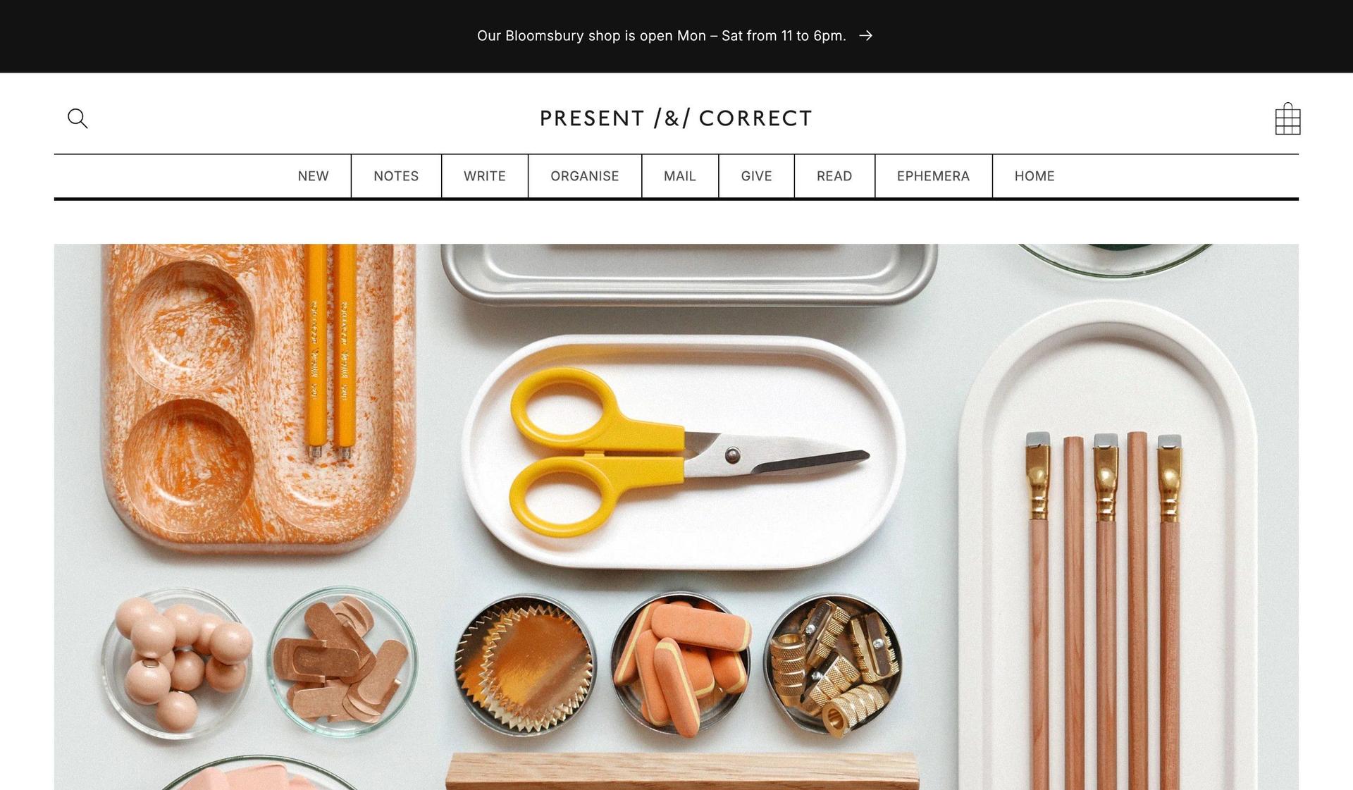 Present and Correct-stationery business website designs