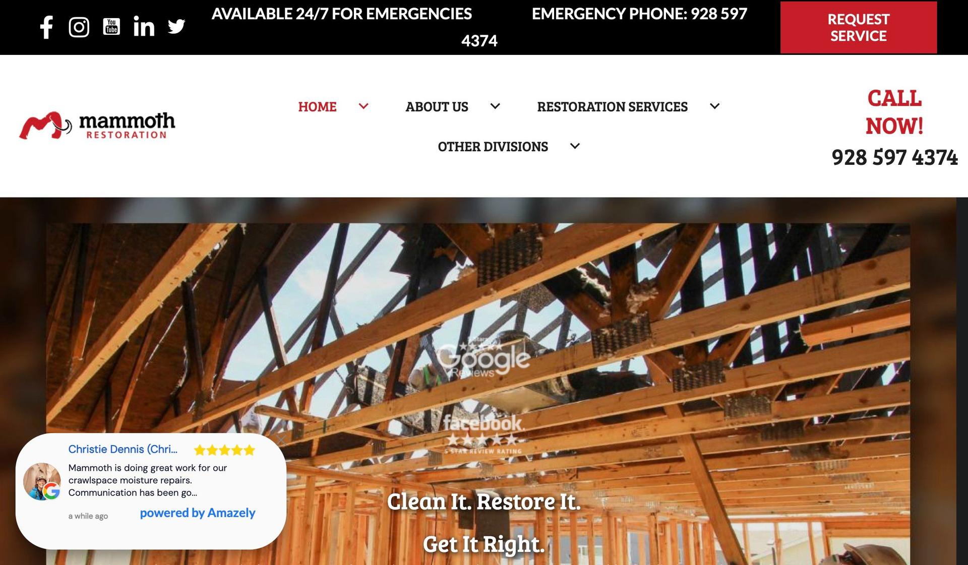 Mammoth Restoration AZ-restoration website examples