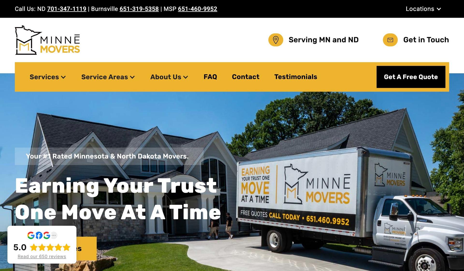 Minne Movers-moving company website examples