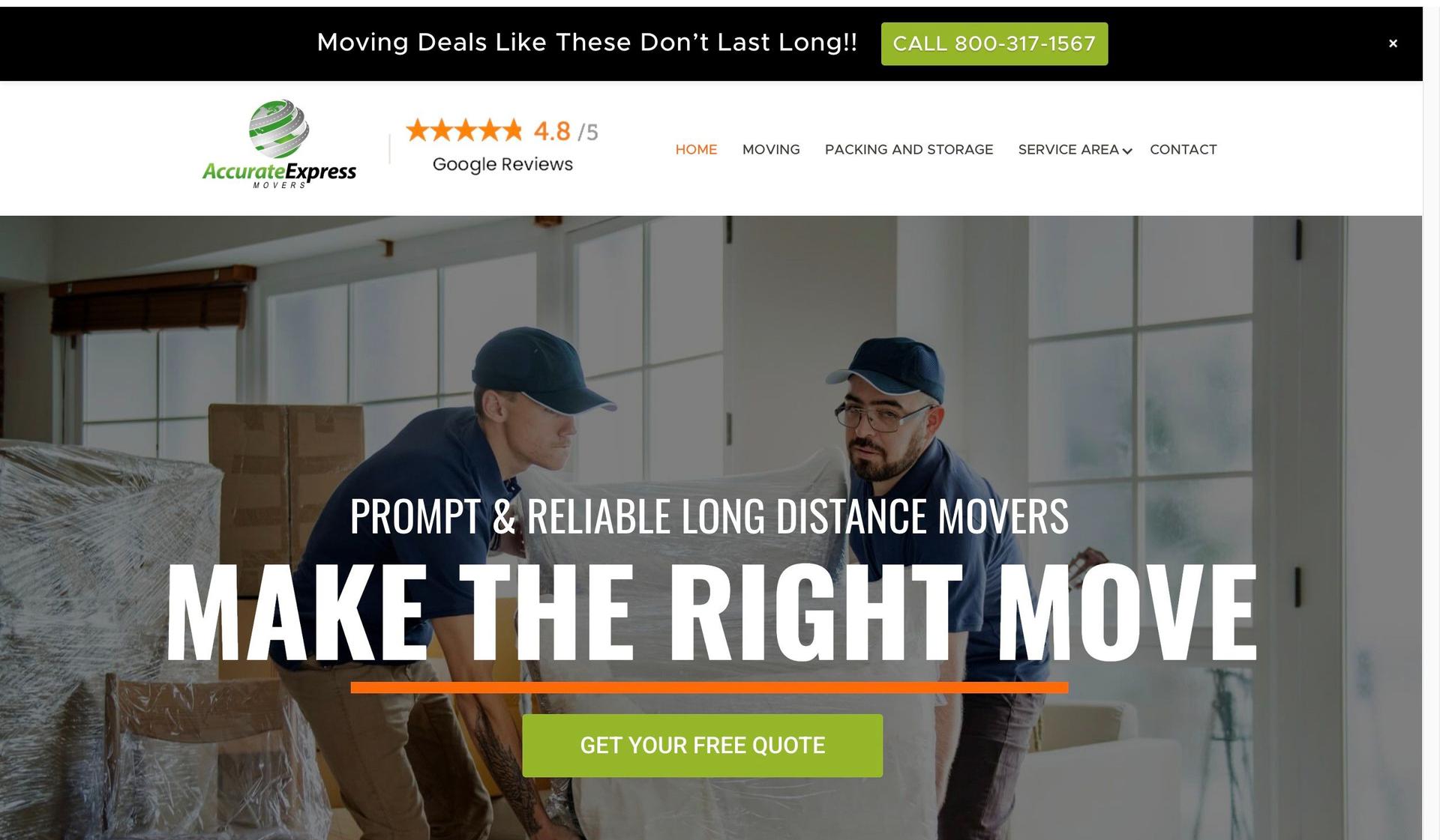 Accurate Express Movers-moving company website examples