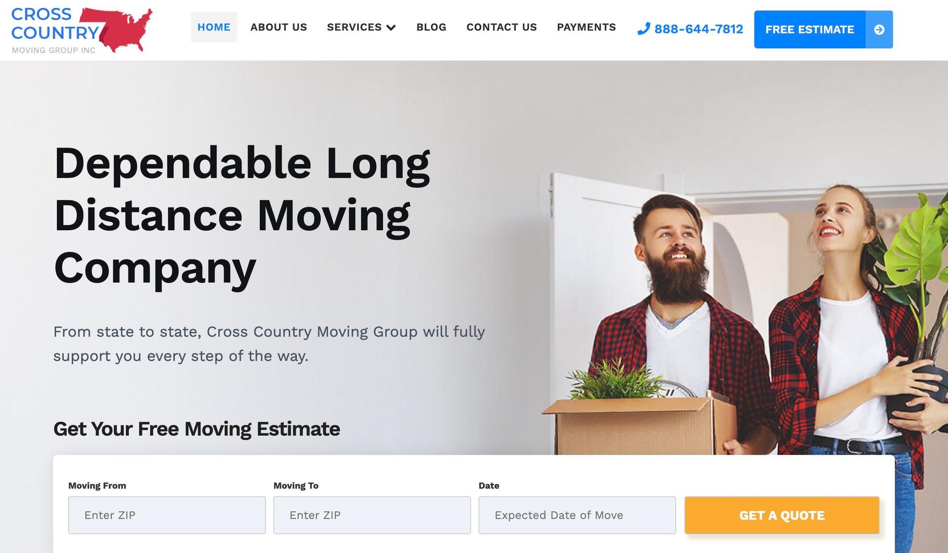 CC Mover-moving company website examples