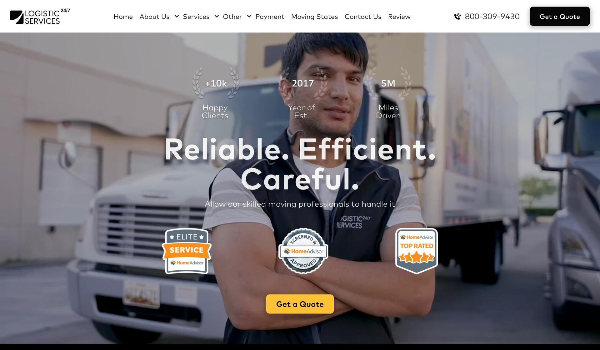 247 Logistic Services-moving company website examples