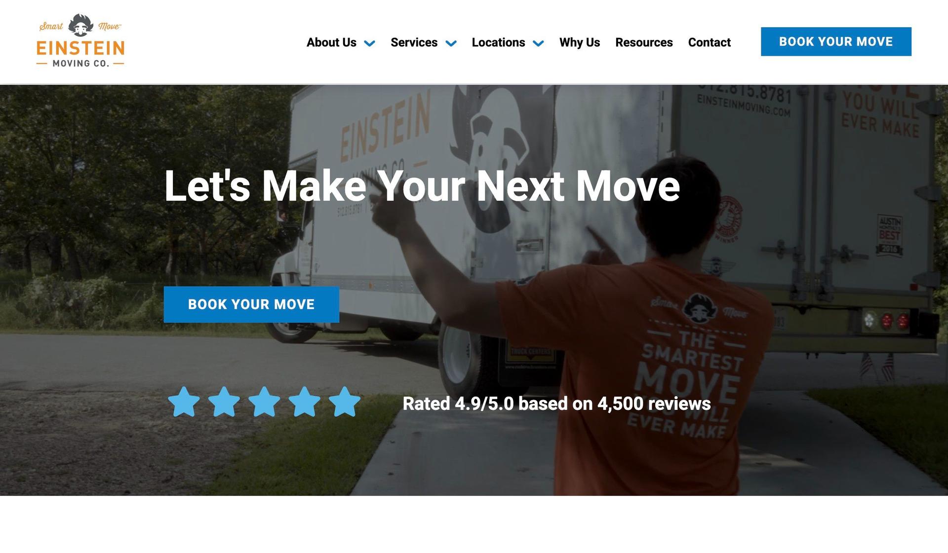 Einstein Moving-moving company website examples