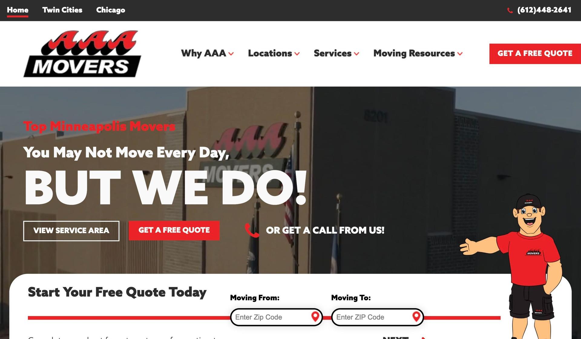 AAA Movers-moving company website examples