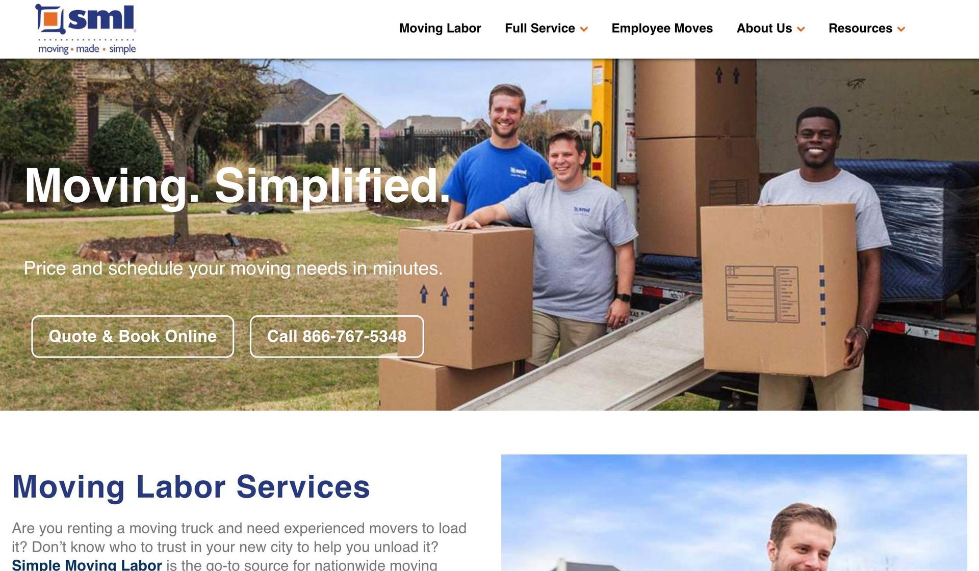 Simple Moving Labor-moving company website examples