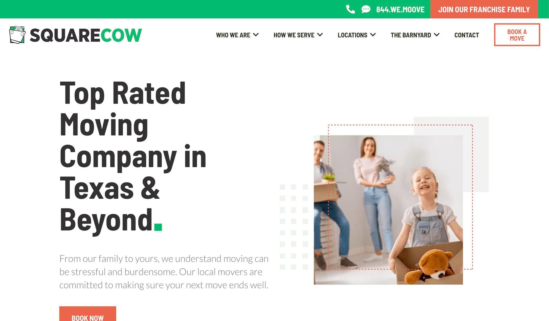 Square Cow Movers-moving company website examples