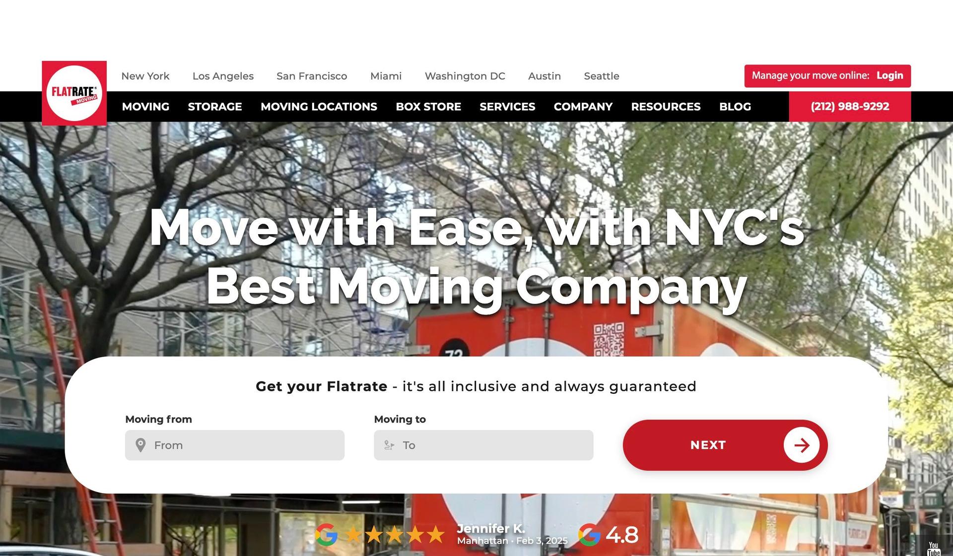 FlatRate Moving-moving company website examples