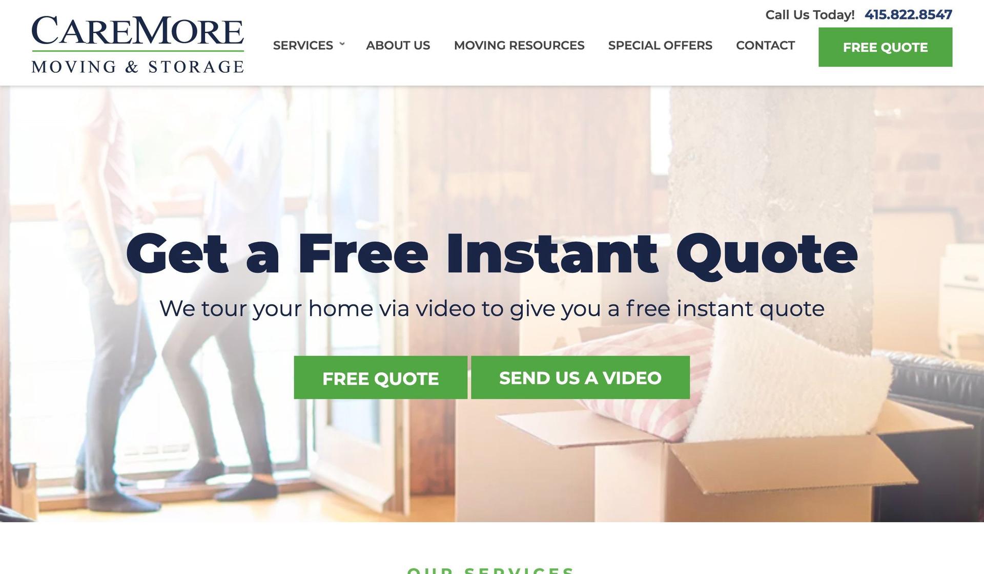 Care More Moving-moving company website examples