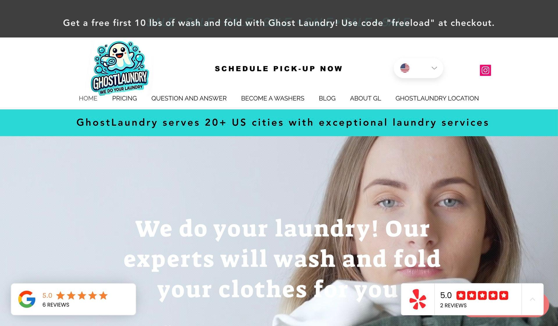 Ghost Laundry-laundry website examples