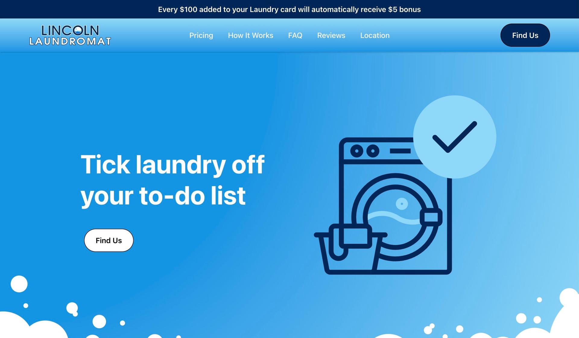 Lincoln Laundromat-laundry website examples