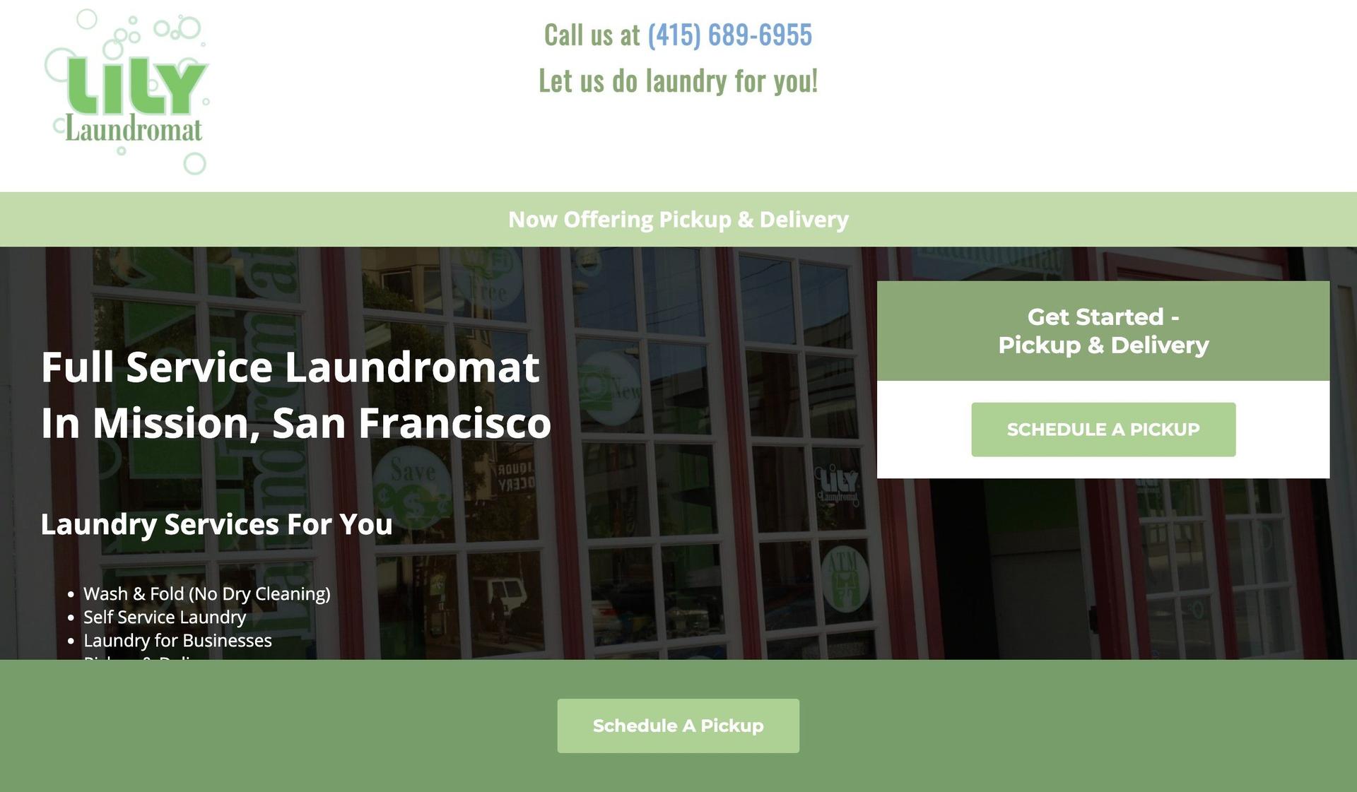 Lily Laundromat-laundry website examples