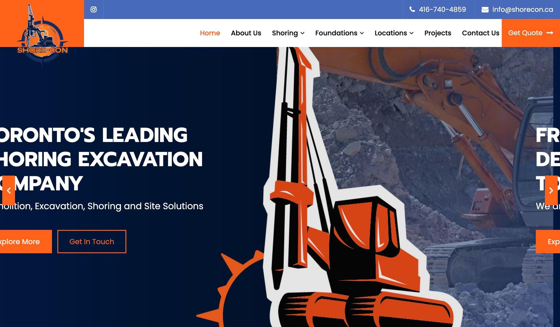 Shorecon-excavation website design examples