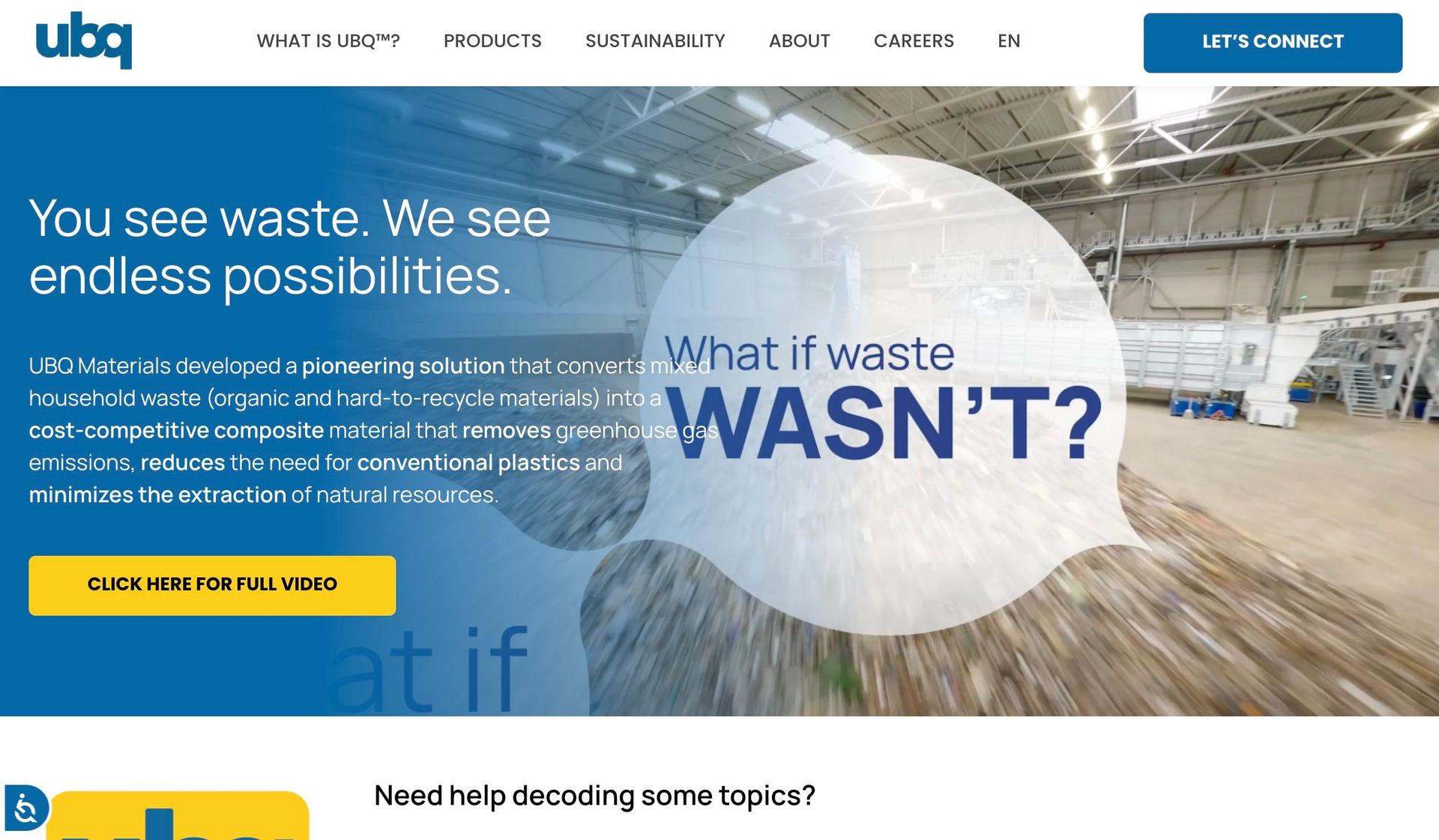 UBQ Materials-recycling website examples