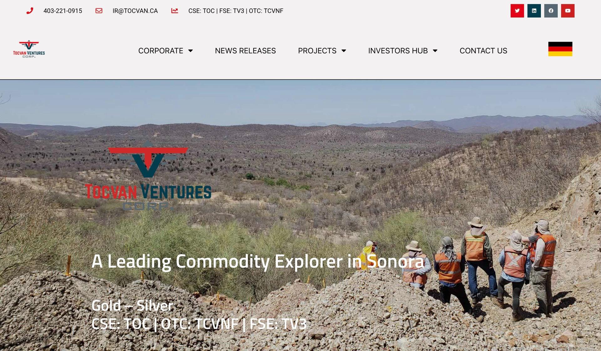 Tocvan Ventures-+mining website examples+