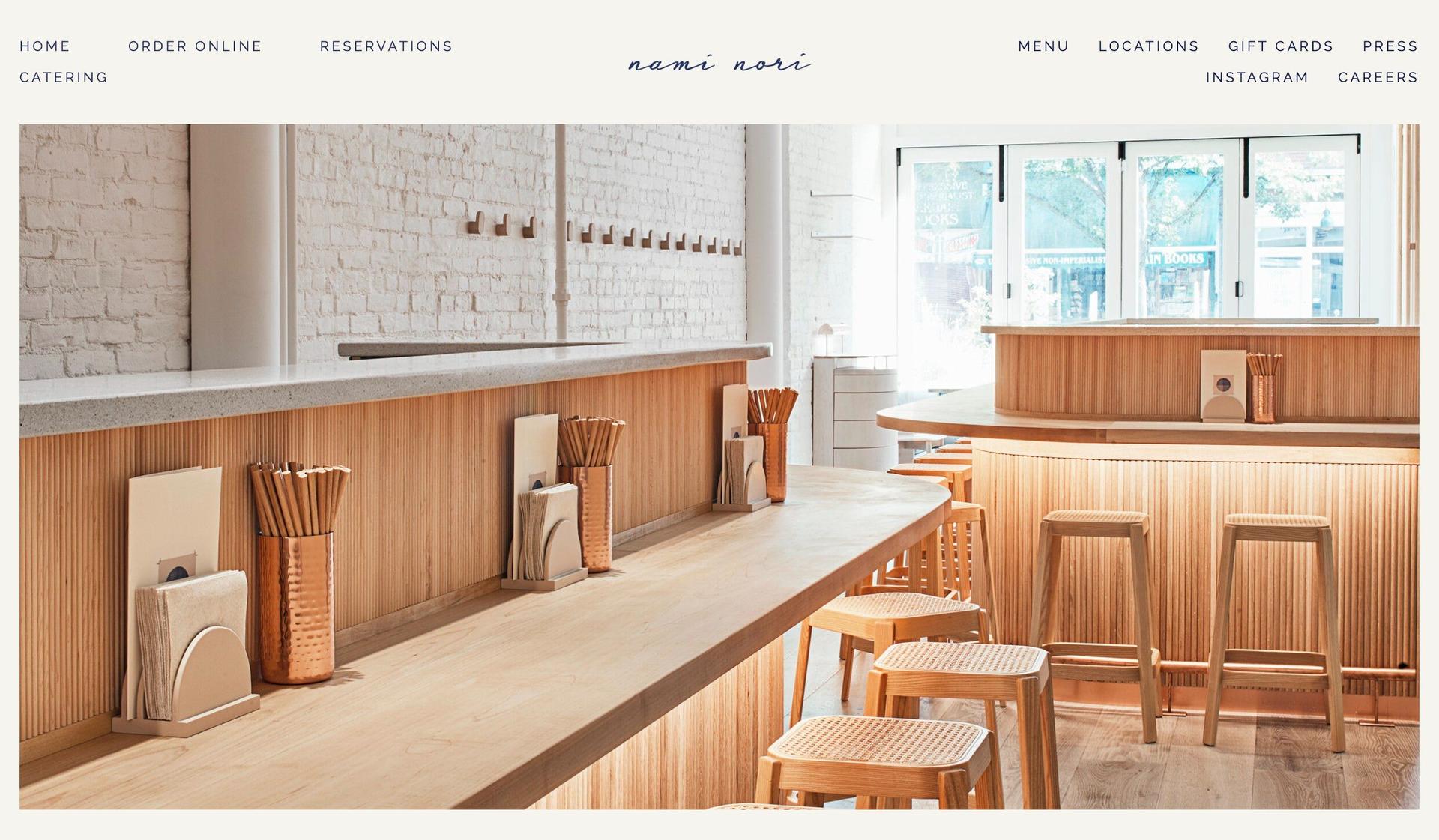 Nami Nori-sushi restaurant websites