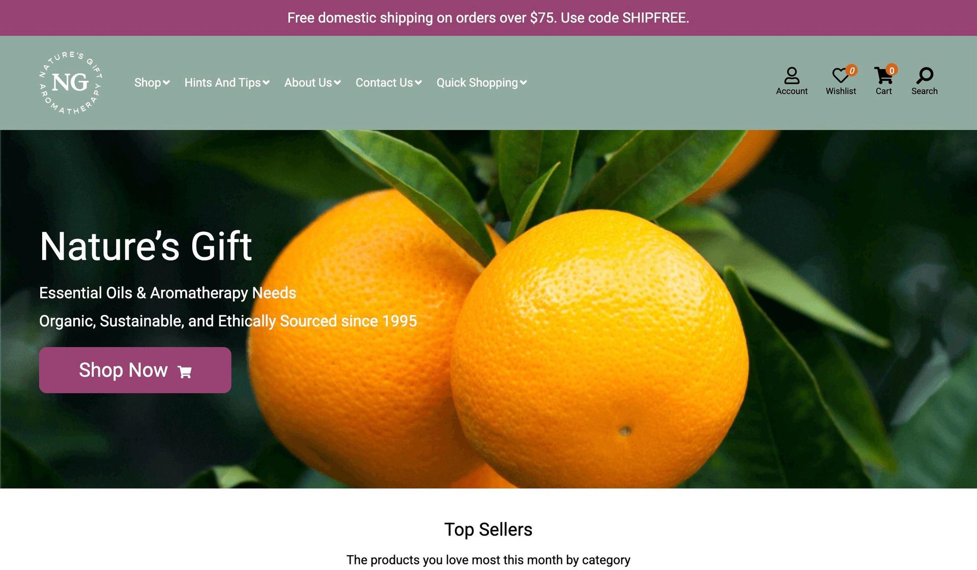Nature's Gift-aromatherapy websites