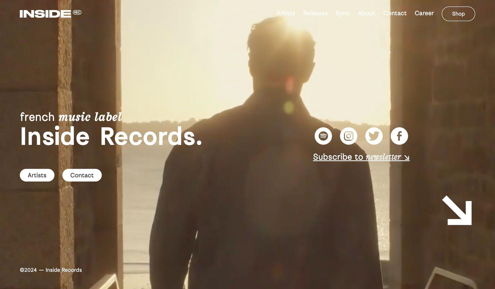Inside Records-record label website design examples