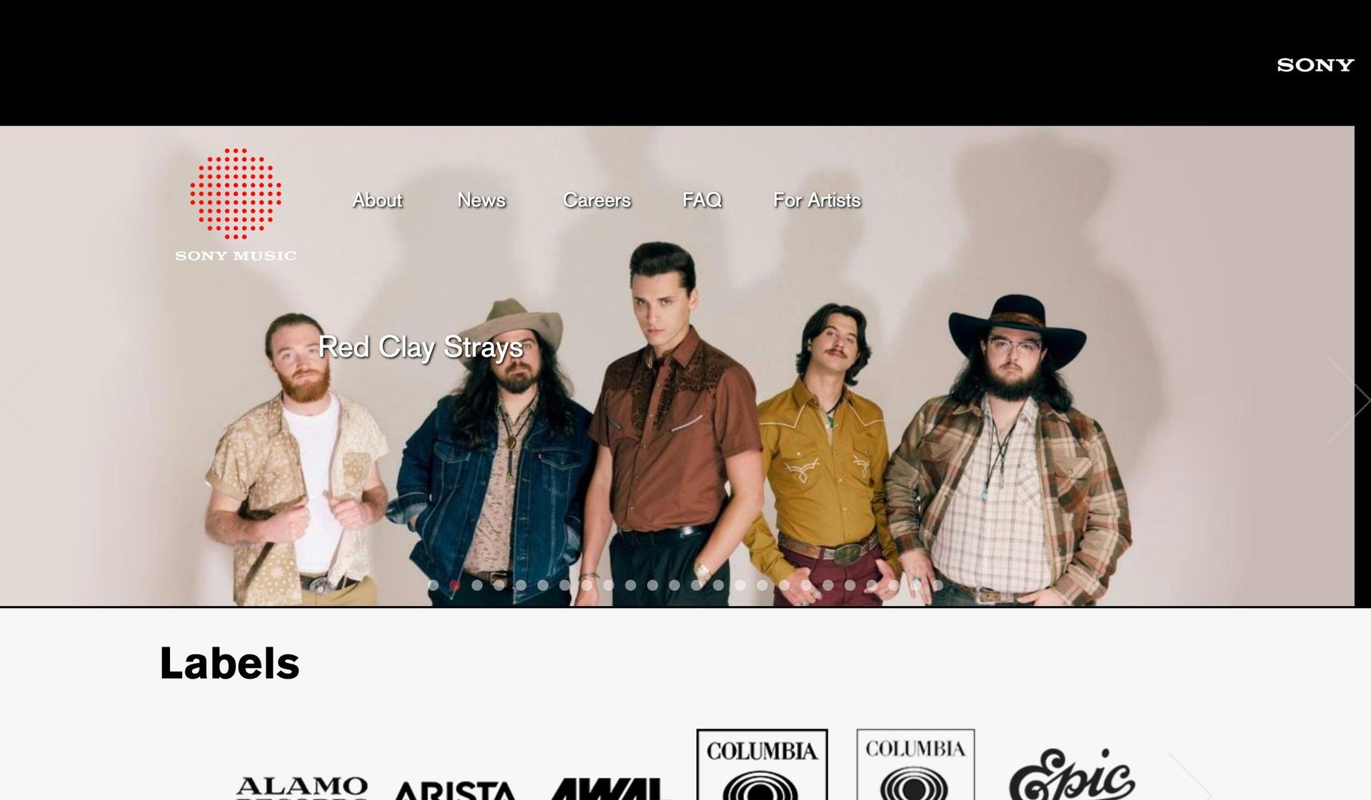 Sony Music-record label website design examples