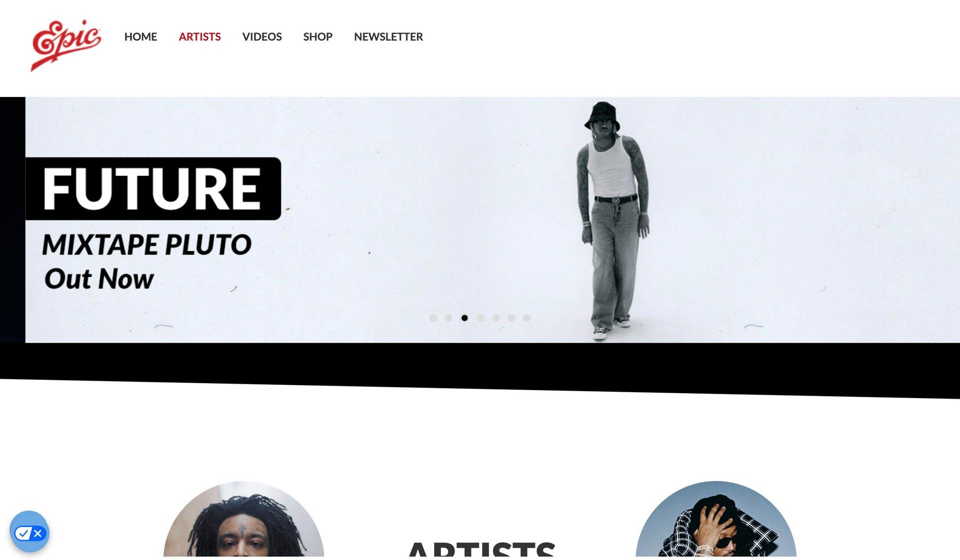 Epic Records-record label website design examples