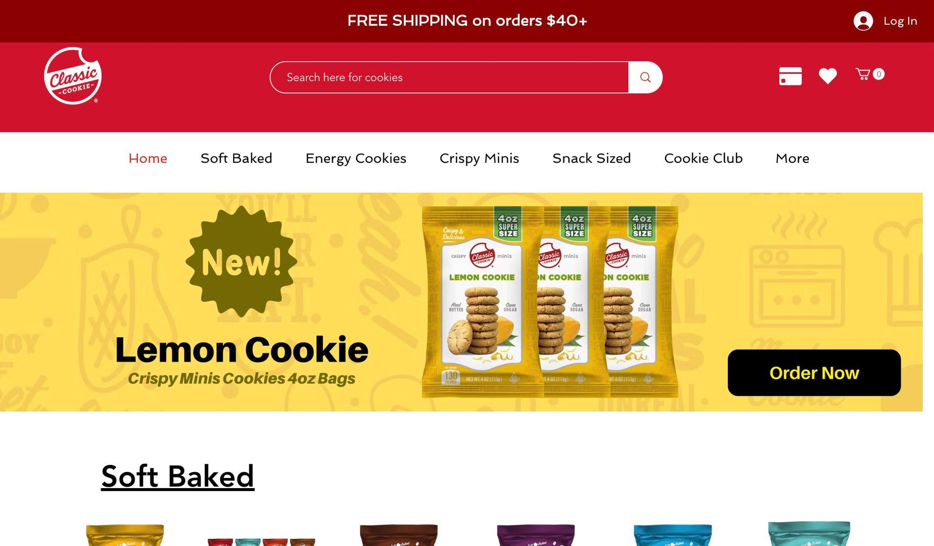 Classic Cookie-food snacks website examples