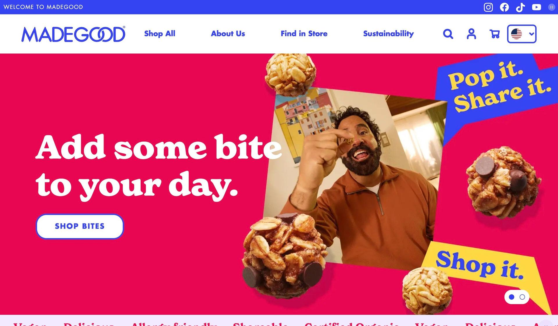 Made Good Foods-food snacks website examples