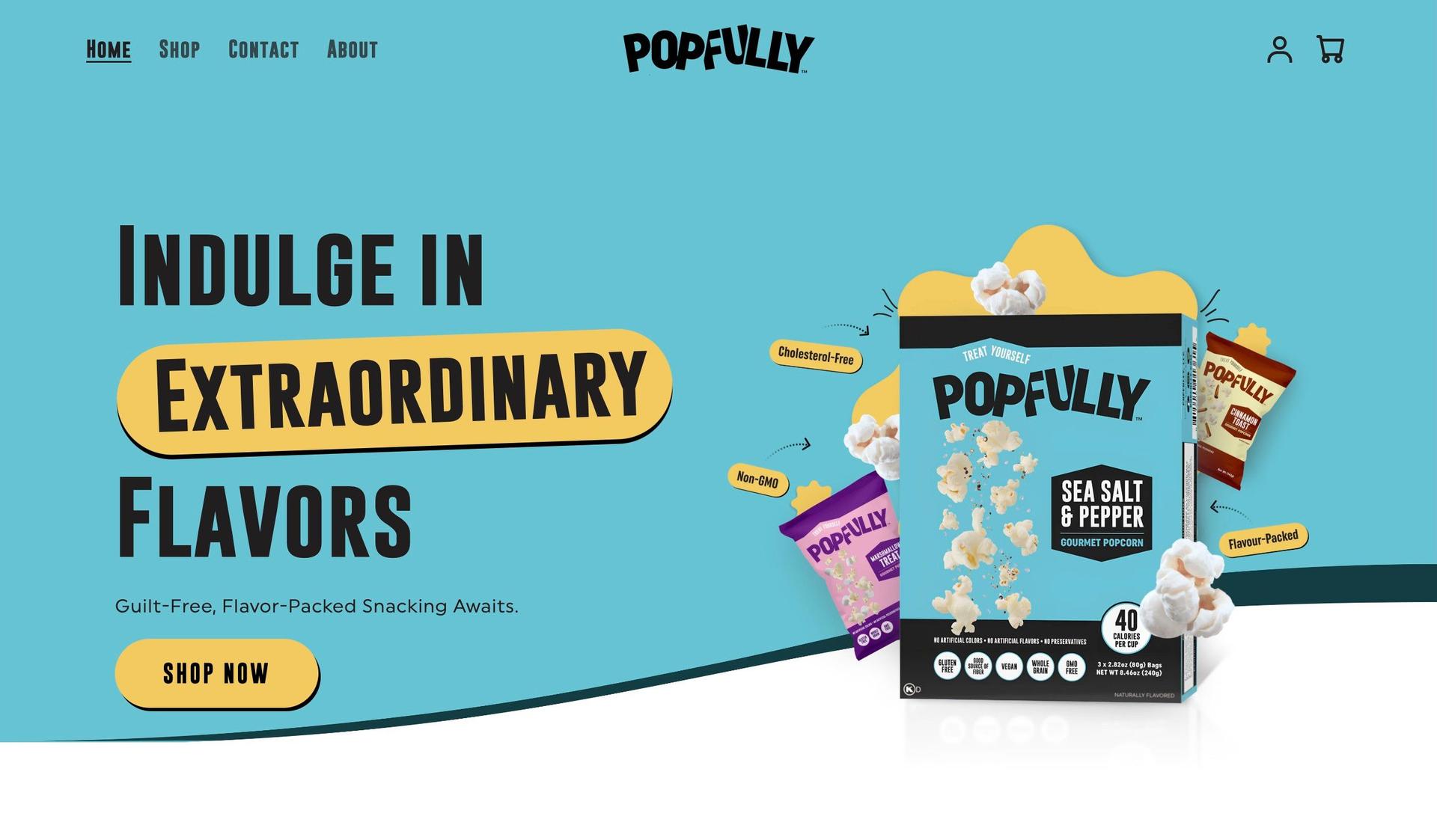 Popfully-food snacks website examples