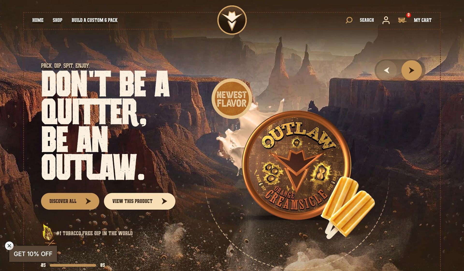Outlaw Dip-food snacks website examples