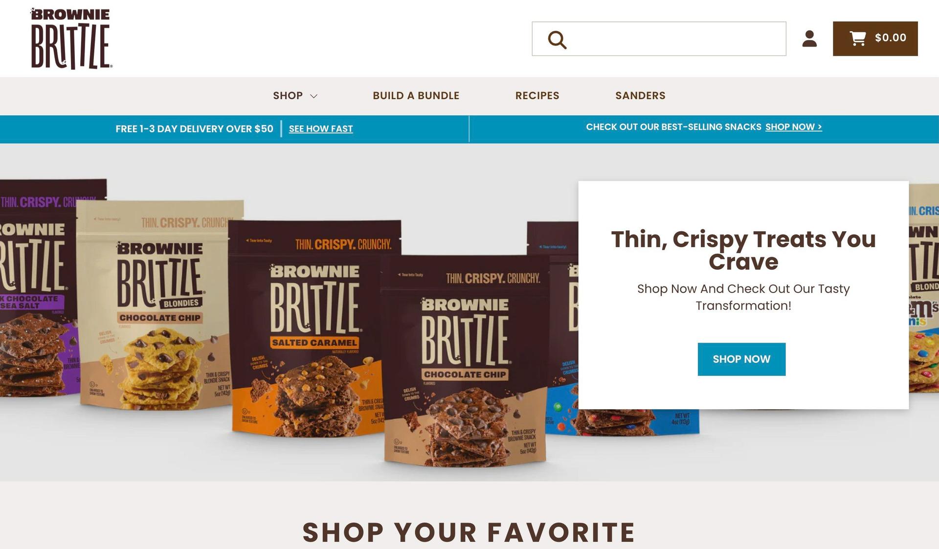 Brownie Brittle-food snacks website examples