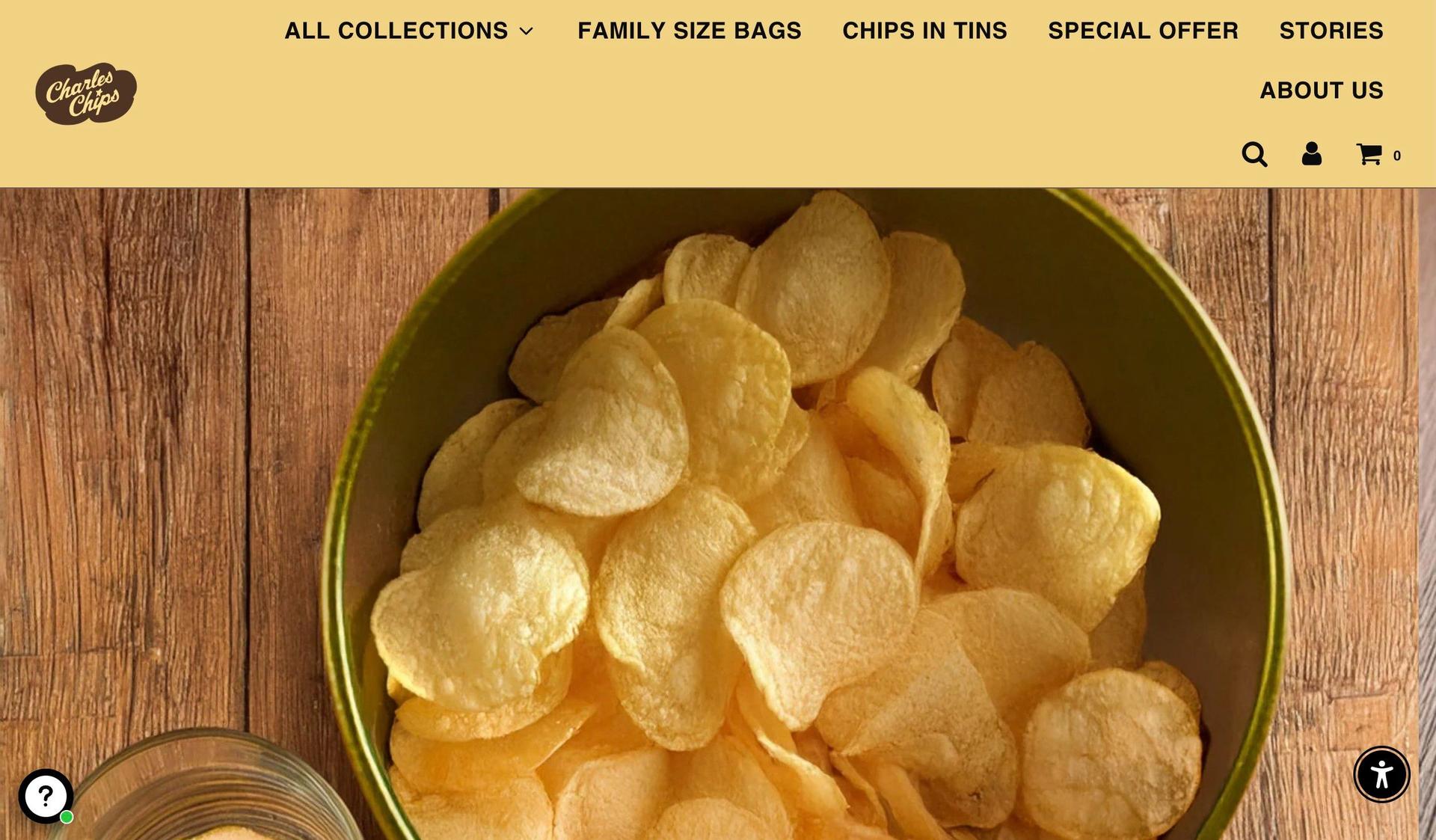 Charles Chips-food snacks website examples