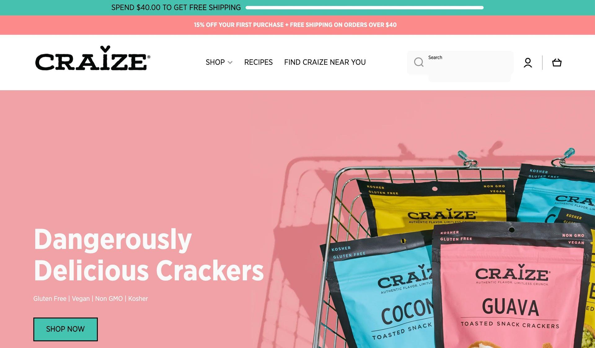 Craize-food snacks website examples