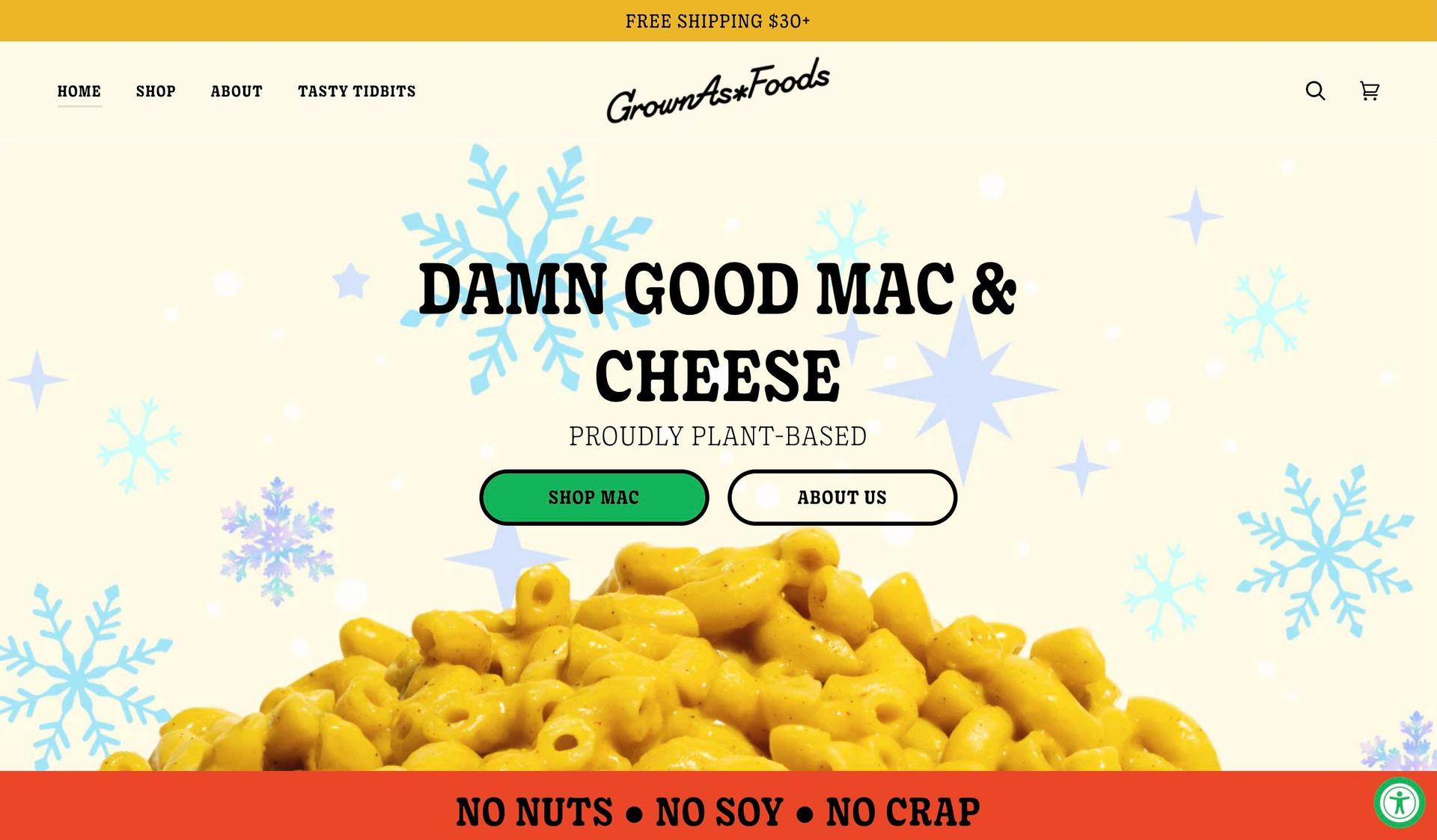 Grown As Foods-food snacks website examples